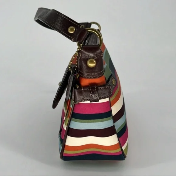 Coach Legacy Stripe Satin and Leather Bag 41852 - Picture 6 of 10